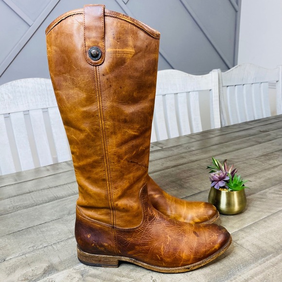 FRYE Melissa Button Cognac Boots Women's Size 9B - Picture 6 of 12